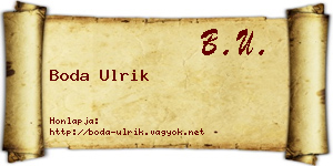 Boda Ulrik névjegykártya